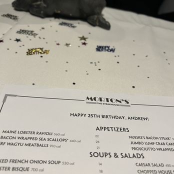 Morton's The Steakhouse - Customized menu for birthday - Steakhouses Near Me - Honolulu, Hawaii Morton's The Steakhouse - Customized menu for birthday - Steakhouses Near Me - Honolulu, Hawaii
