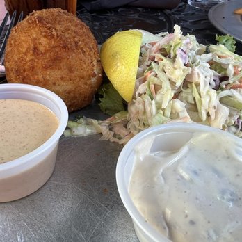 Smoke On the Water - Crab cake with coleslaw - Barbeque Near Me - Greenville, South Carolina Smoke On the Water - Crab cake with coleslaw - Barbeque Near Me - Greenville, South Carolina