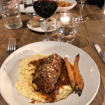 Oak + Almond - Braised short rib, a favorite of mine to order. A bit heavy, but a perfect portion - New American Near Me - Norwalk, Connecticut Oak + Almond - Braised short rib, a favorite of mine to order. A bit heavy, but a perfect portion - New American Near Me - Norwalk, Connecticut