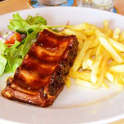 The First and Last Inn - 1/2 rack of BBQ Pork Ribs with fries and salad