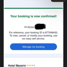Booking confirmation Booking confirmation