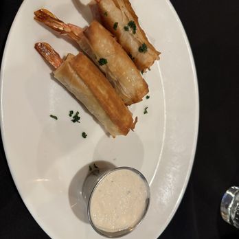 Monroe’s Restaurant - Shrimp wrapped in a thin pastry - American Near Me - Westbury, New York Monroe’s Restaurant - Shrimp wrapped in a thin pastry - American Near Me - Westbury, New York