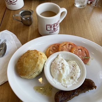 Big Bad Breakfast - Memphis - Breakfast plate - poached eggs, biscuit, chicken sausage, marinated tomatoes. Coffee. - New American Near Me - Memphis, Tennessee Big Bad Breakfast - Memphis - Breakfast plate - poached eggs, biscuit, chicken sausage, marinated tomatoes. Coffee. - New American Near Me - Memphis, Tennessee