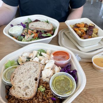 sweetgreen - Healthy Salads, Wraps, and Bowls - Super green goddess, build your own, and roasted sweet potatoes with hot honey mustard - Salad Near Me - Walnut Creek, California