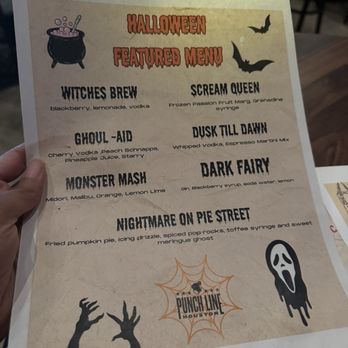 Punch Line - Halloween Drink Menu (2025) - Comedy Clubs Near Me - Houston, Texas