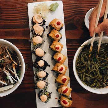 Beyond Sushi - Green Root & Wild Shroom Noodle salad + sushi (lunch combo for two people). - Sushi Bars Near Me - New York, New York Beyond Sushi - Green Root & Wild Shroom Noodle salad + sushi (lunch combo for two people). - Sushi Bars Near Me - New York, New York