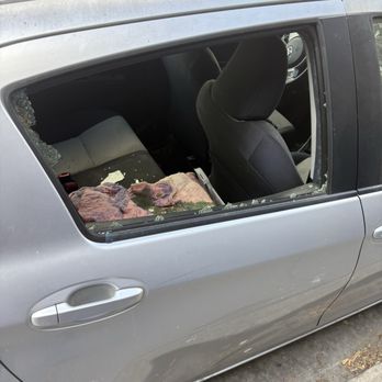 Mario's Auto Glass - Broken window before Mario fixed. - Auto Glass Services Near Me Mario's Auto Glass - Broken window before Mario fixed. - Auto Glass Services Near Me