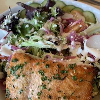 Hinterland Brewery - Mixed Green Salad with salmon - New American Near Me - Green Bay, Wisconsin Hinterland Brewery - Mixed Green Salad with salmon - New American Near Me - Green Bay, Wisconsin
