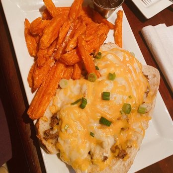 Rik's Cafe - Chesapeake Cheesesteak with a side of Sweet Potato Fries - Cafes Near Me - Hagerstown, Maryland Rik's Cafe - Chesapeake Cheesesteak with a side of Sweet Potato Fries - Cafes Near Me - Hagerstown, Maryland