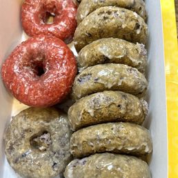 Blueberry old fashioned and red velvet old fashioned donuts Blueberry old fashioned and red velvet old fashioned donuts