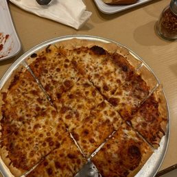 The pizza is good the crust is a little dry so I'll give it a 7 out of 10 still really good