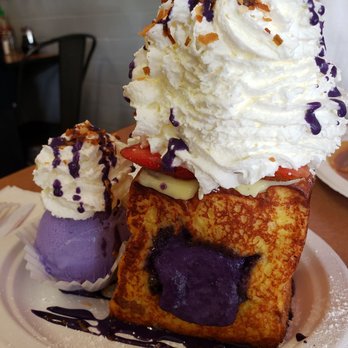 Button Up Cafe - Ube stuffed french toast with ube ice cream - Breakfast & Brunch Near Me - Pearl City, Hawaii Button Up Cafe - Ube stuffed french toast with ube ice cream - Breakfast & Brunch Near Me - Pearl City, Hawaii