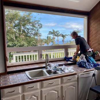 ReadyMan Window Tinting - 10 ft kitchen window with tint - Home Window Tinting Near Me - Honolulu, Hawaii