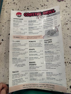 Menu photo 6 Coastal Grill Galveston, TX