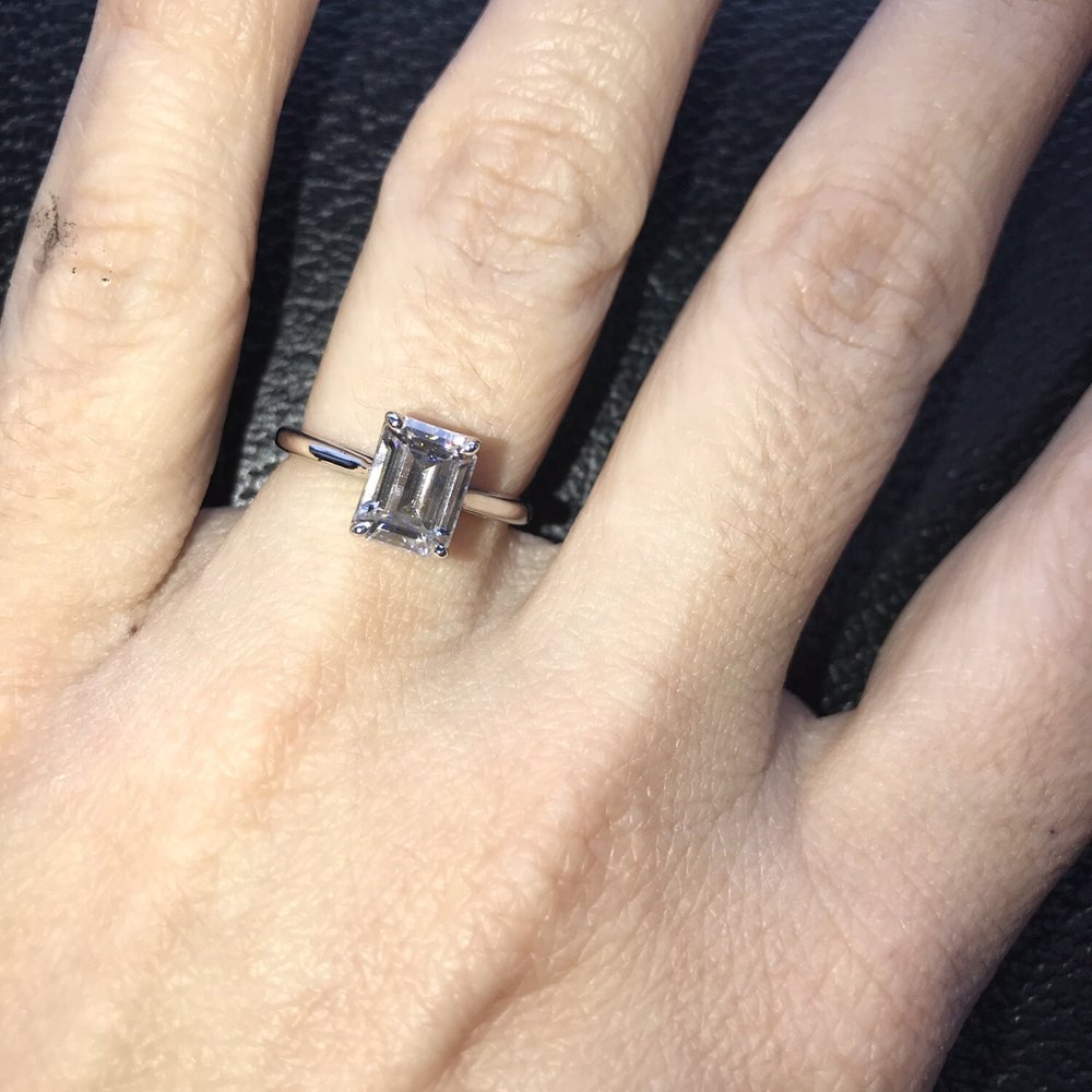 Prong repair, palladium dip, sizing and cleaning. She sparkles once again :) Prong repair, palladium dip, sizing and cleaning. She sparkles once again :)
