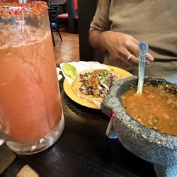 La Cabana - Carne asada taco and a michelada