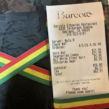 Barcote Ethiopian Restaurant - Cost - Ethiopian Near Me - Oakland, California