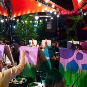 Brushstrokes + Beverages - Lavender Field at Michael's Pizzeria - Art Classes Near Me - Long Beach, California