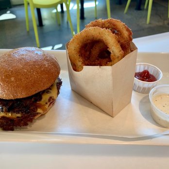 Burger Lounge - Classic Burger Meal with Regular Onion Rings - Burgers Near Me - Walnut Creek, California