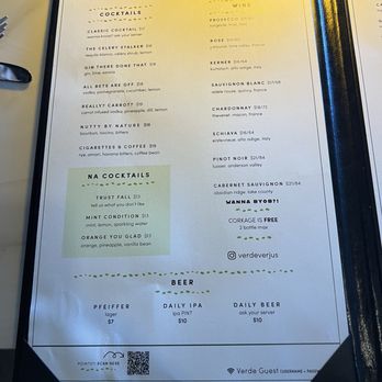 Verde Restaurant - menu as of 8/7/26 - New American Near Me - Costa Mesa, California