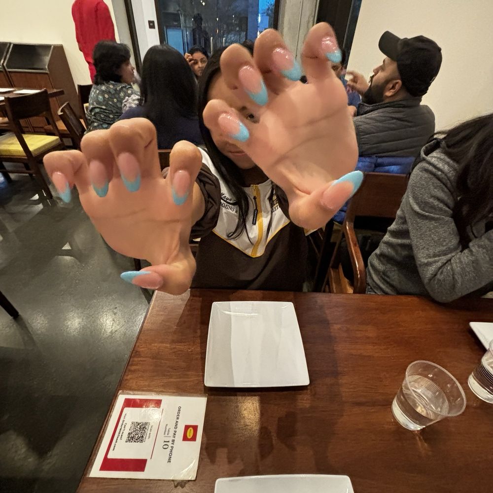 Anh's Nails & Spa - they ate (blue french tips) - Nail Salons Near Me - Fremont, California
