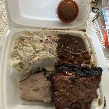 Dave's BBQ - Brisket and smoked turkey with two side.  Cole slaw and baked beans. - Barbeque Near Me - Virginia Beach, Virginia