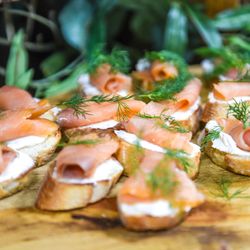 Catering With Rochelle - A Cristini with a herb butter, cream cheese with smoked salmon
