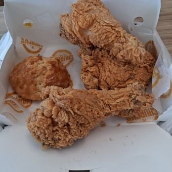 Church's Texas Chicken - Three piece meal of fried chicken with a biscuit. Good chicken, so so biscuit. - Fast Food Near Me - Las Cruces, New Mexico