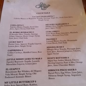 La Casa Restaurant - Cocktail menu - Mexican Near Me - Rochester, New York
