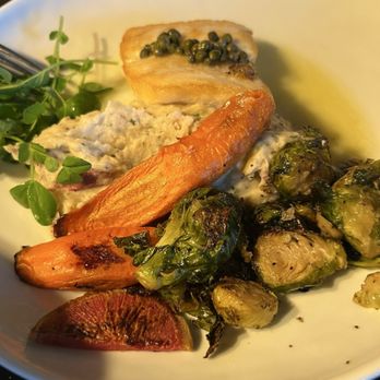 Over The Moon Cafe - The most amazing Wild Alaskan Halibut Filet, in a perfect butter sauce. - New American Near Me - Tacoma, Washington Over The Moon Cafe - The most amazing Wild Alaskan Halibut Filet, in a perfect butter sauce. - New American Near Me - Tacoma, Washington