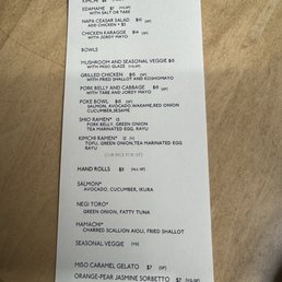 Lunch menu
