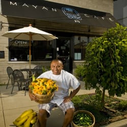 Chef Bruce Ucán with some of his local produce