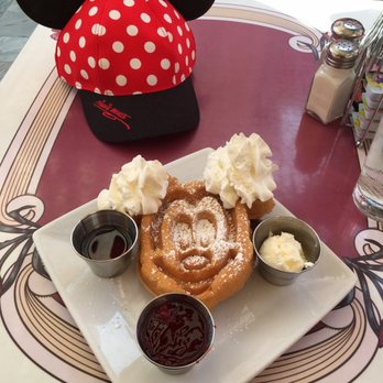 Carnation Cafe - Mickey waffle with strawberry syrup and whipped cream - American Near Me - Anaheim, California Carnation Cafe - Mickey waffle with strawberry syrup and whipped cream - American Near Me - Anaheim, California
