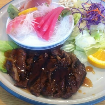 Yashima Restaurant - Lunch combo with beef tery and sorted sashimi. $10.50. Very good price. Comes with rice and soup - Sushi Bars Near Me - Covina, California