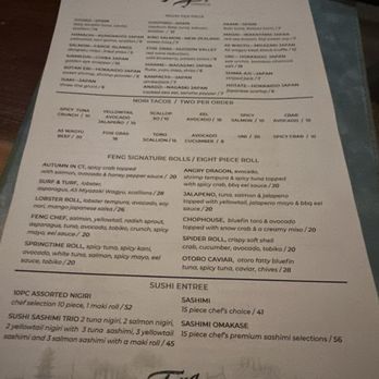 Feng Chophouse - Menu - Sushi Bars Near Me - Hartford, Connecticut Feng Chophouse - Menu - Sushi Bars Near Me - Hartford, Connecticut