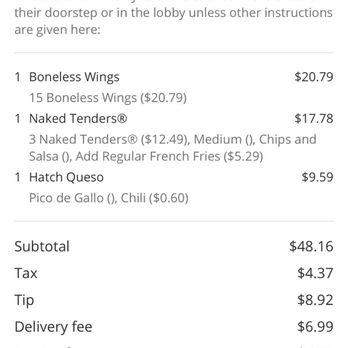 Buffalo Wild Wings - Receipt - Chicken Wings Near Me - Parkersburg, West Virginia