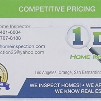 1 Day Home Inspection - Bob's Card - Home Inspectors Near Me - La Puente, California 1 Day Home Inspection - Bob's Card - Home Inspectors Near Me - La Puente, California