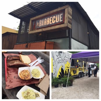 la Barbecue - Pork ribs, brisket, chipotle slaw and potato salad. - Barbeque Near Me - Austin, Texas la Barbecue - Pork ribs, brisket, chipotle slaw and potato salad. - Barbeque Near Me - Austin, Texas