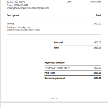 JC Home Improvement - invoice? - Siding Near Me