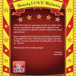 Beauty Love Alchemy - 6/2025 Leann's Filtered Yelp Review ~ 
Yelp may not show this. But we want you to see it. Really, Yelp?