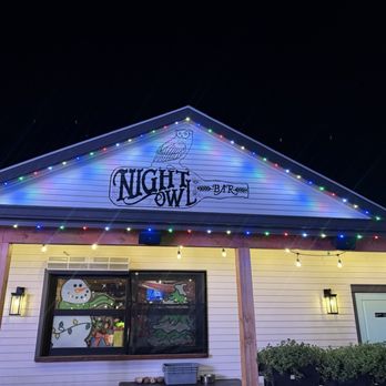 Night Owl Leander - View from outside patio in. Christmas time. - Bars Near Me - Leander, Texas