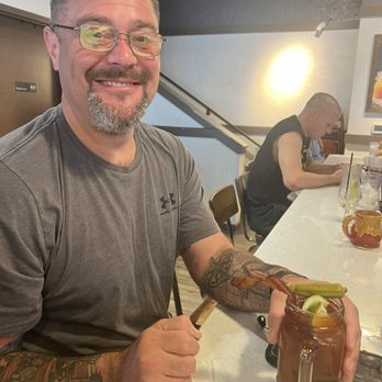 Another Broken Egg Cafe - Bloody Mary time! Happy birthday Chris - Breakfast & Brunch Near Me - Nashville, Tennessee