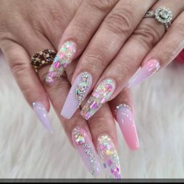These are my cousin nails beautifully done @ a different nail shop $45.  Bottom picture with red nails $75 soaked off, coffin & pedicure SMH