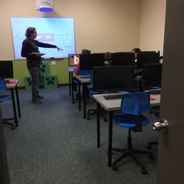 Inside Minecraft tournament class before the rest of the kids showed up