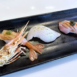 Izumi Sushi - nigiri made with sweet shrimp, yellowtail belly and otoro