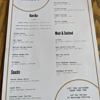 Ernest - Menu as of 6/16/22 - New American Near Me - San Francisco, California