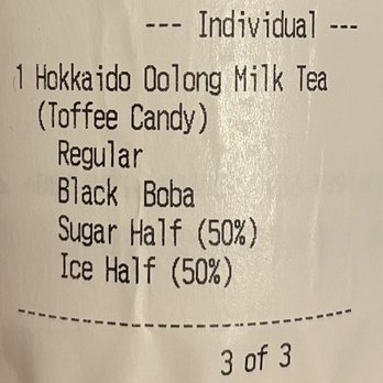 Ding Tea Williams - Toffee Candy? No where on the menu does it mention "toffee candy," and that's not what oolong tea should taste like. - Bubble Tea Near Me - Portland, Oregon
