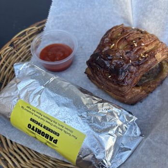 Coffee Sarap - Chicken tocino burrito and sausage roll - Coffee & Tea Near Me - Denver, Colorado