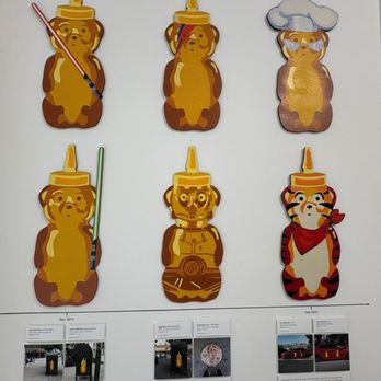 Alamo Square - Closeup of Fnnch honey bears through from short term exhibition in 2025 in abandoned Victorian house - Parks Near Me - San Francisco, California
