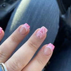 Starlite Nails - Pink spider web with heart